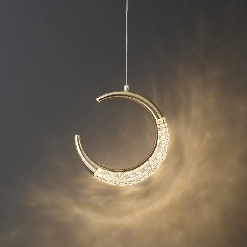 Crescent moon led Pendant lights bar creative LED hanging lamp Modern bedroom bedside Chandelier light ceiling lighting