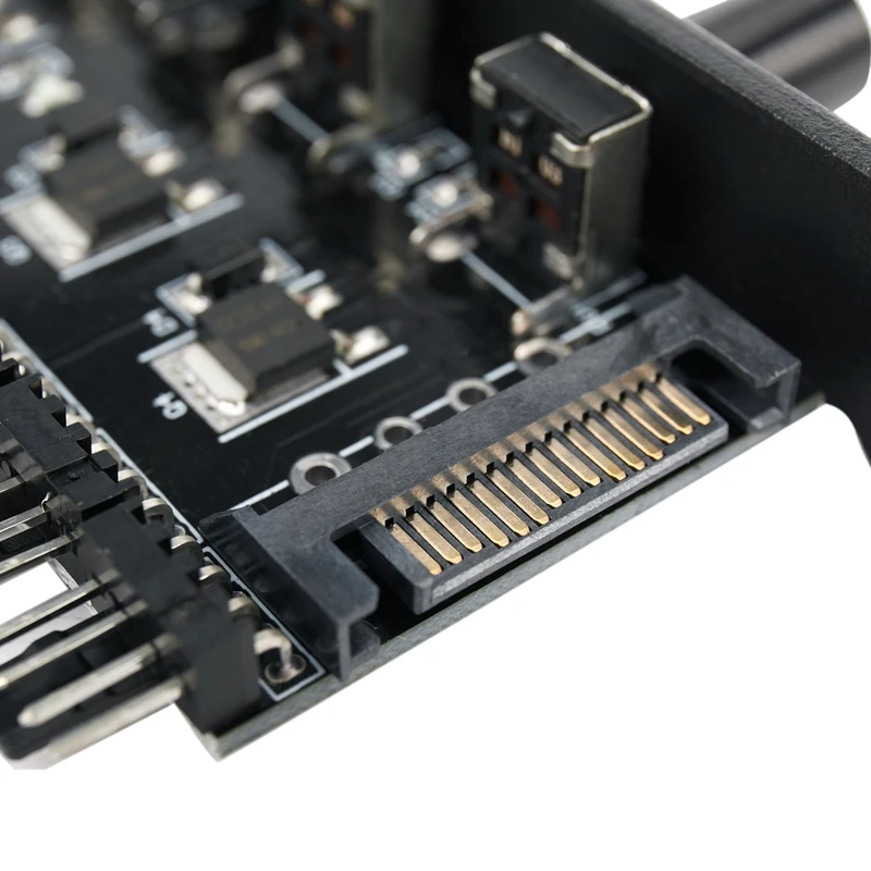 

Pc 8 Channels Fan Hub 4 Knob Cooling Fan Speed Controller For Cpu Case Hdd Vga Pwm Fan Pci Bracket Power By 12V Fan Control