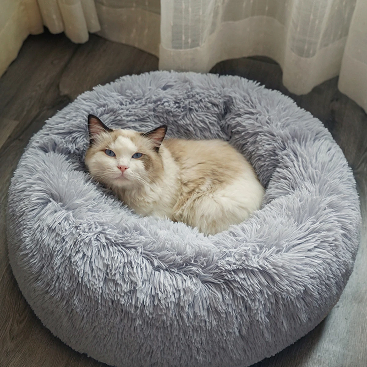 

Super Soft Pet Bed Kennel Dog Round Cat Winter Warm Sleeping Bag Long Plush Puppy Cushion Mat Portable Cat Supplies XS/S/L/XXL#