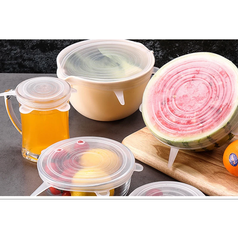 6 шт./компл. Универсальный силиконовые крышки стрейч крышка всасывания Пособия по