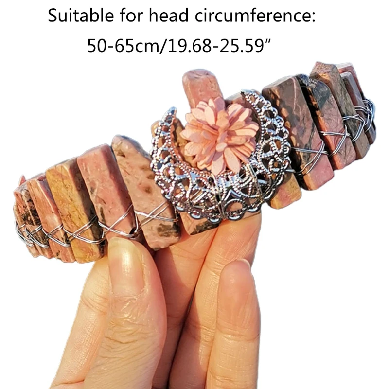 

Bridal Raw Crystal Headband Crown Boho Metal Dragonfly Floral Tiara Hair Hoop N58F