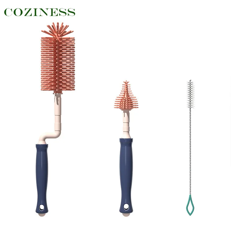 

3 шт., силиконовые щётки для чистки бутылочек, с поворотом на 360 градусов