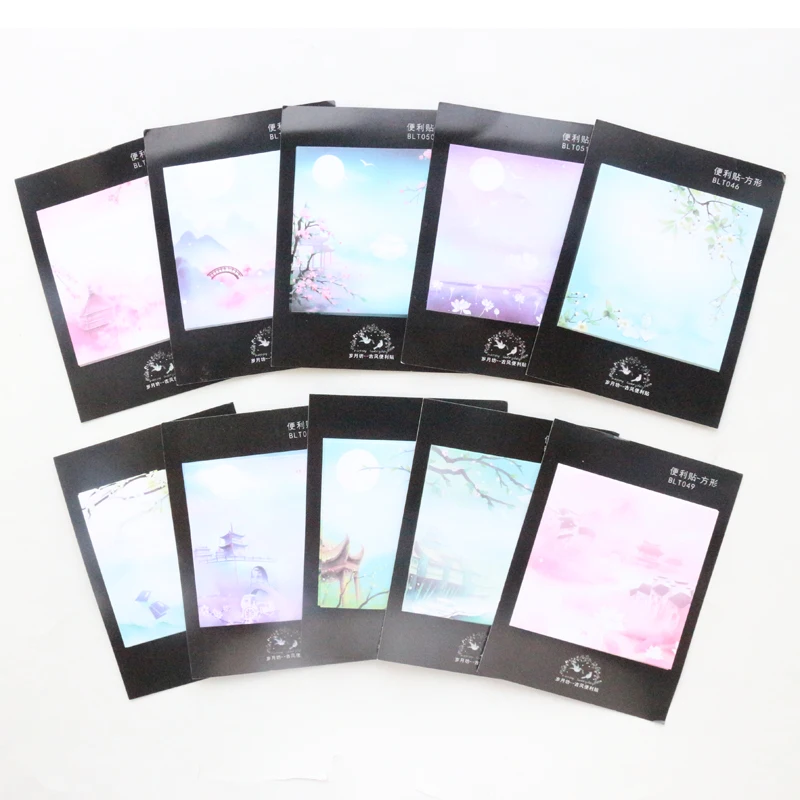 Domikee милый китайский дизайн школьные самоклеящиеся коврики для записей набор