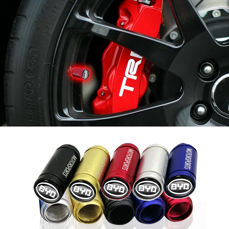 

4pcs Car Aluminum Alloy Tire Rim Stem Covers Waterproof Valve Cap for BYD F0 F3 G6 S6 L3 F6 S8 M6 F3R S7 G3 E5 Tang Song Qin Etc