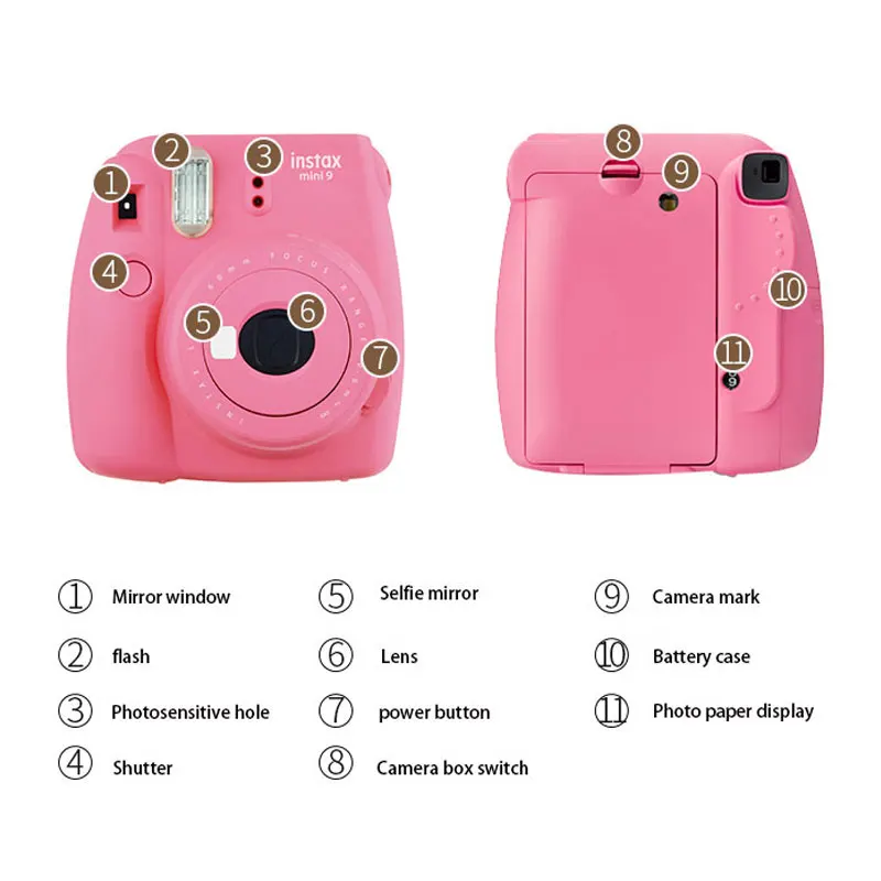 Фотокамера Fujifilm Once Instax Mini 9 Instant Polaroid Cute Smart Beauty Gift для детей 20 шт. фотобумага