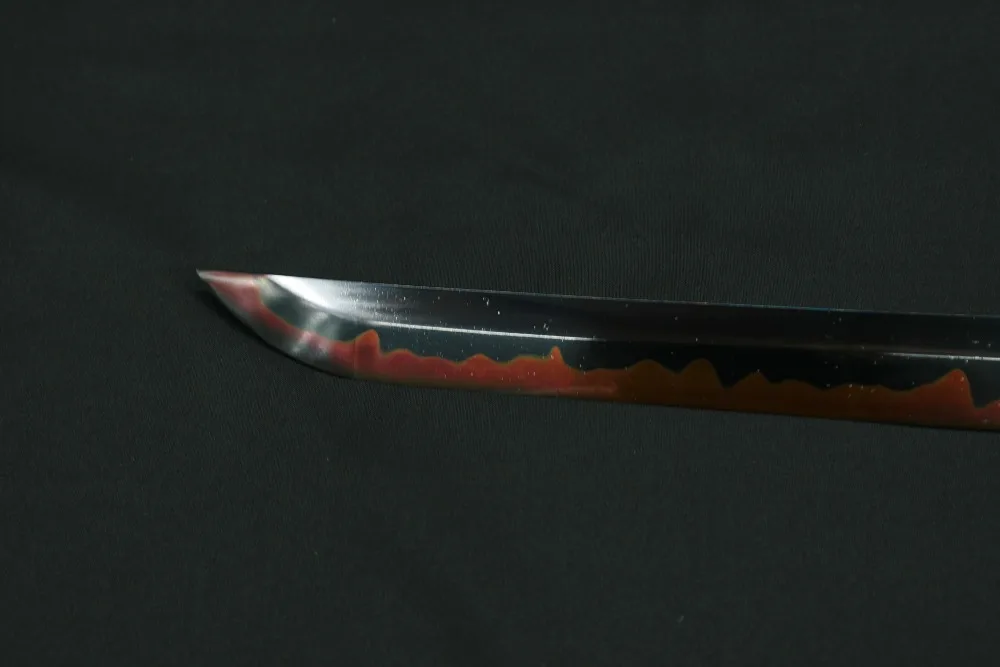 Handmade Shusui One Piece Sword Roronoa Zoro Katana Black T10 Steel Clay-Tempered Red Hamon