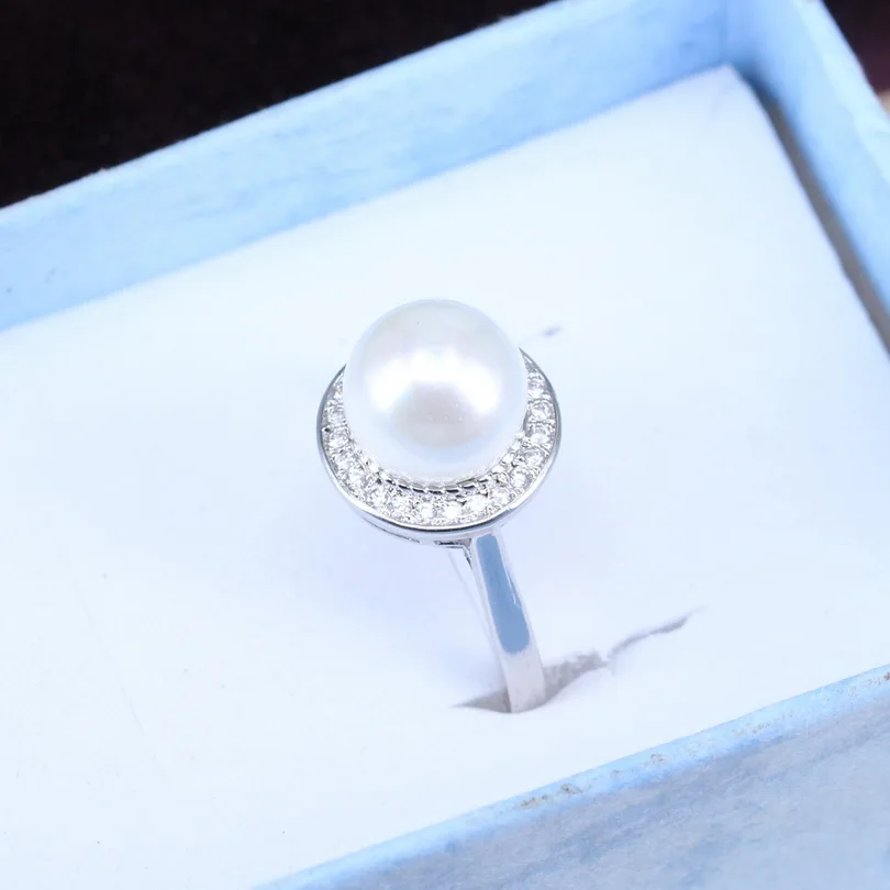 Белое жемчужное ожерелье из серьг кольца и кулона для женщин 45 см цепь 925