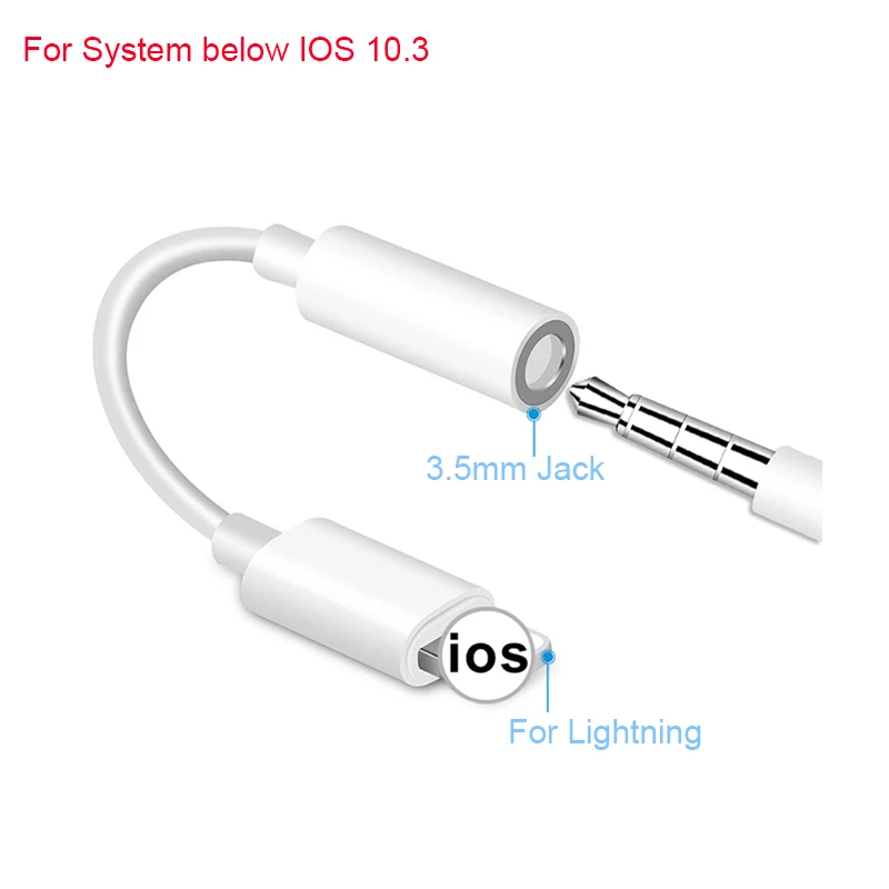 IOS Системы адаптер для подключения наушников для IPhone 7/8/X 3,5 мм для Lightning вспомогательного аудио адаптер, разъём кабель адаптеры для наушников - Цвет: B