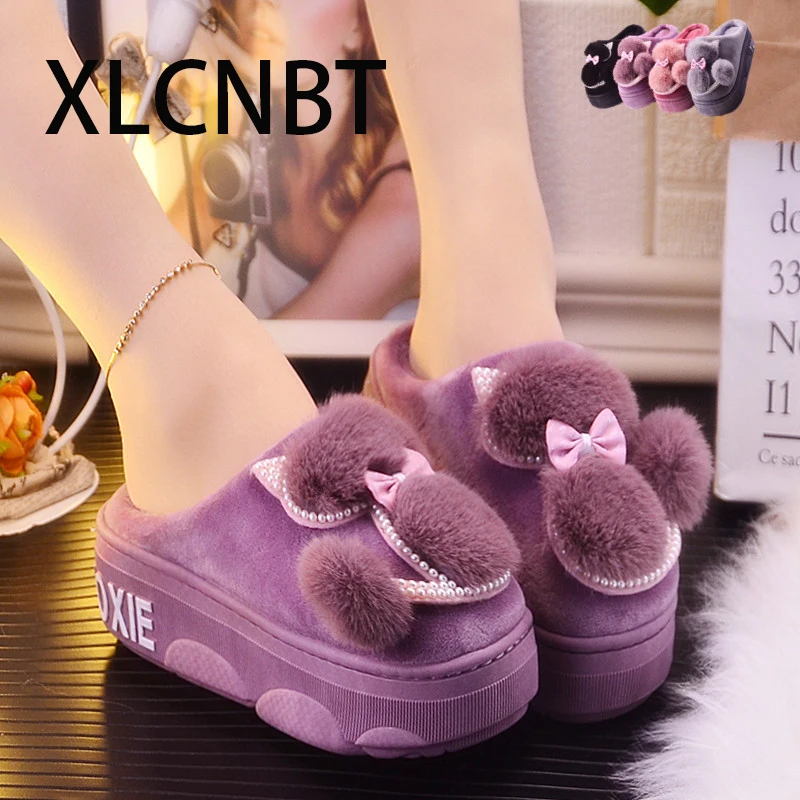 Зимние теплые домашние тапочки водонепроницаемый нескользящий хлопковый