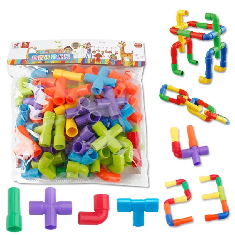 

38PCS Baby Kids Pipeline Tunnel Block Model Toy Kids DIY Assembling 3D Water Pipe Building Blocks
