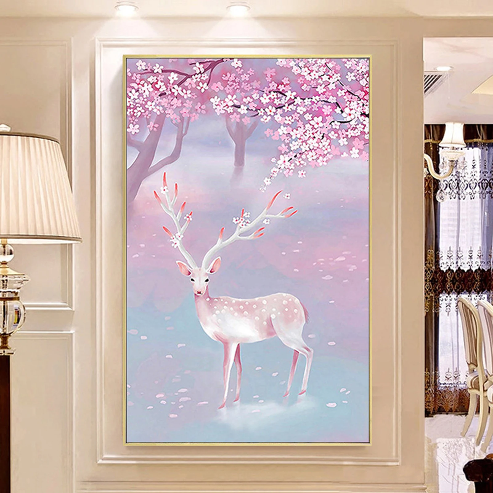

DIY Handmade Diamond Painting Round Diamond Elk Embroidery Cross Stitch Picture Painting for Adults Kids Decor Gift