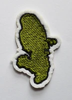 1x little green man is runing punk sport hippie iron on patch size is about 3 4 5 cm