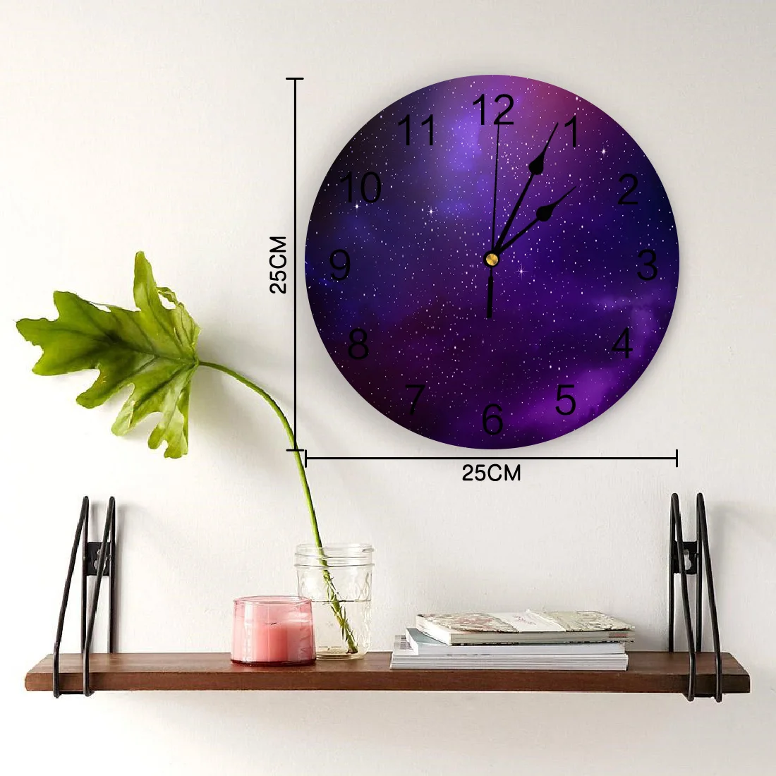 Настенные 3d-часы с фиолетовыми галактическими планетами современные