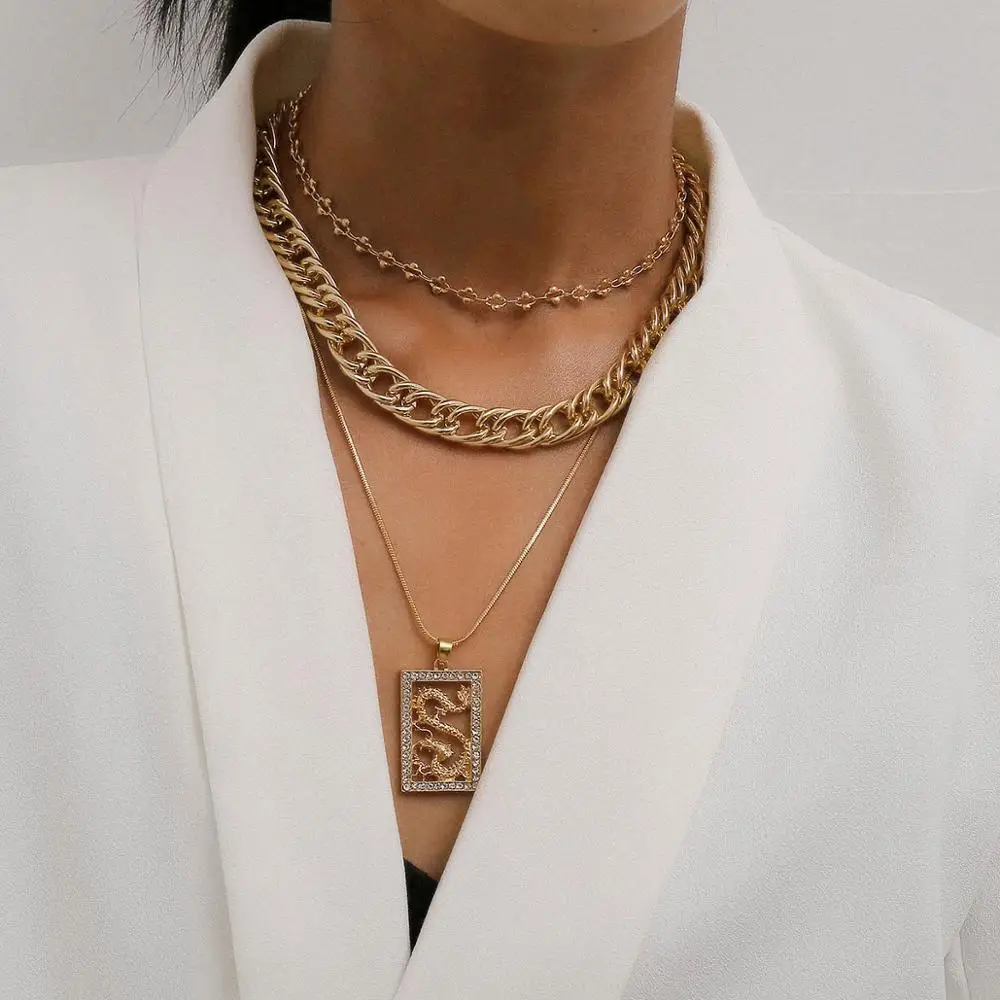 3 шт. мужские ожерелья чокер с драконом набор женских колье в стиле панк со льдом