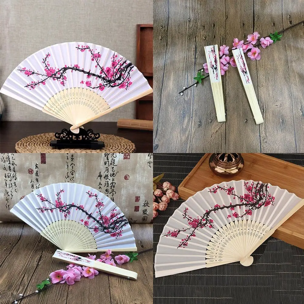 

Chinese Style Fan Pattern Folding Dance Wedding Party Hand Craft Folding Art Photo Fan Lace Prop Silk Tool Women Flower Hel F8L8