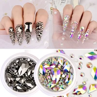23pcs nail rhinestones stones crystals mixed colorful nail art decorations diy nails design flatback strass gems in wheel