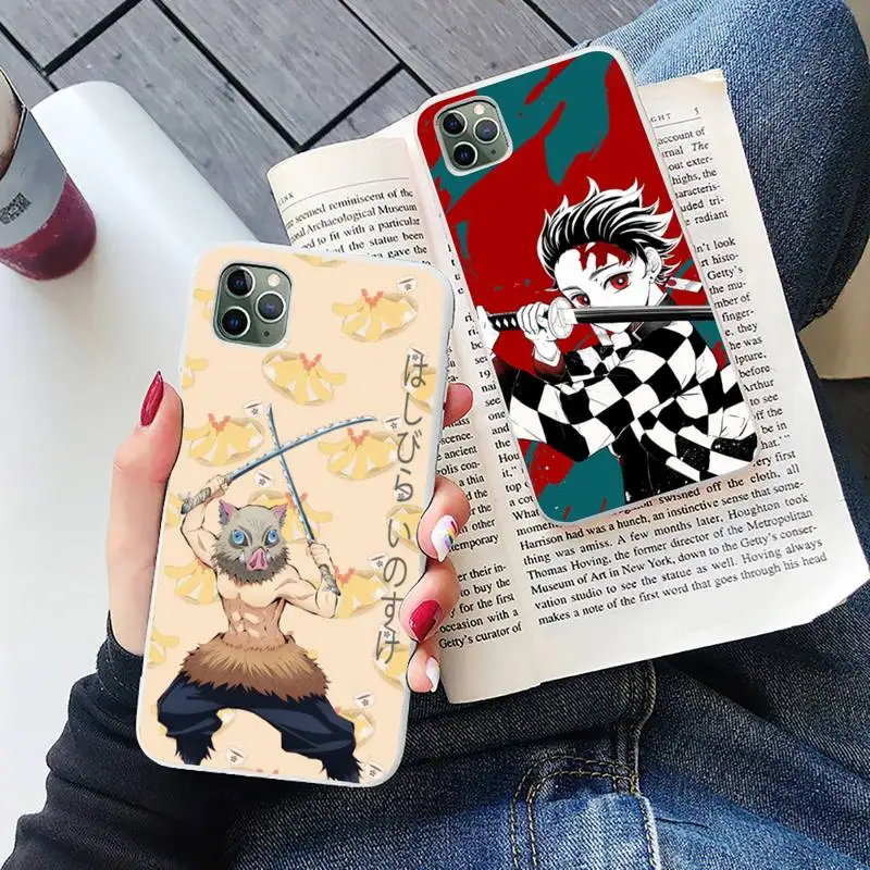 

Demon Slayer Phone Case Candy Color for iPhone 6 6S 7 8 11 12 XS X SE 2020 XR mini pro Plus MAX mobile bags Soft coque