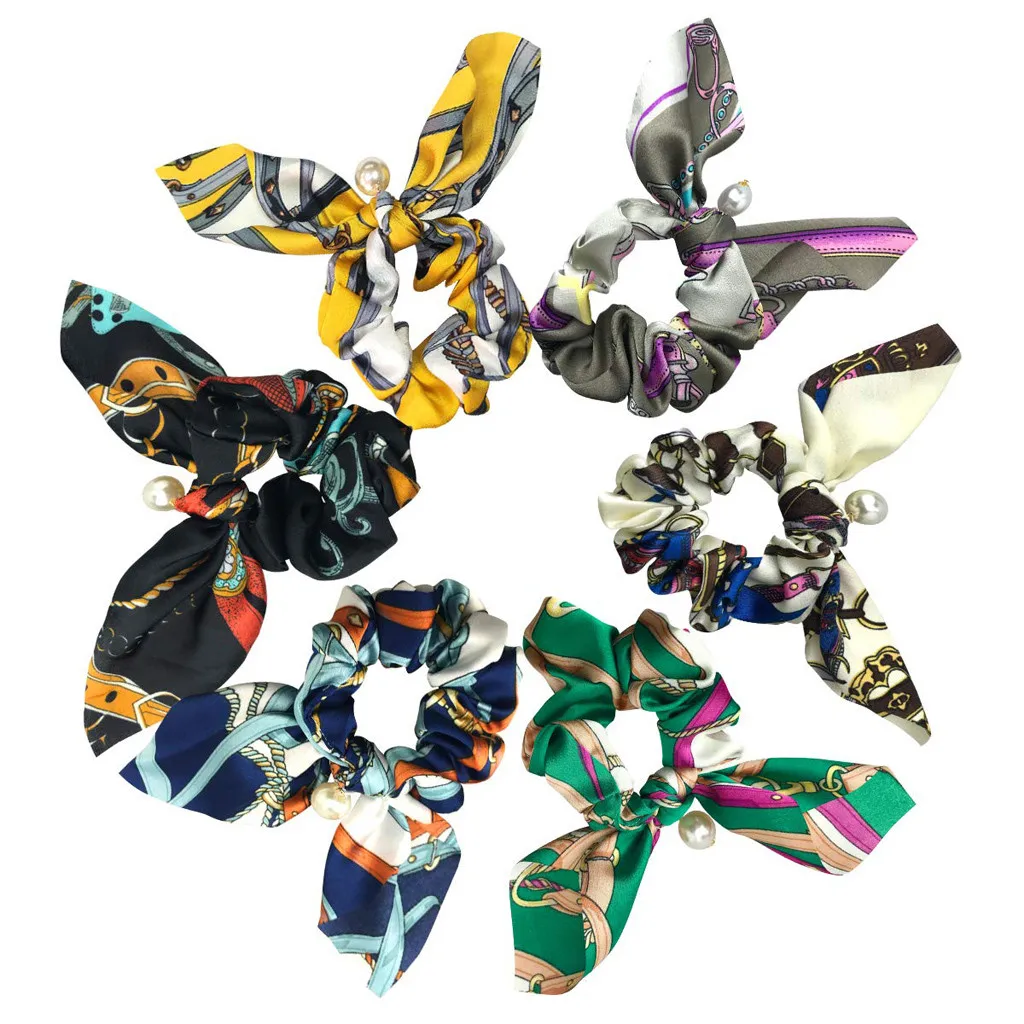 Резинки для волос 6 шт. эластичные резинки с бантом и жемчугом резинка цветами