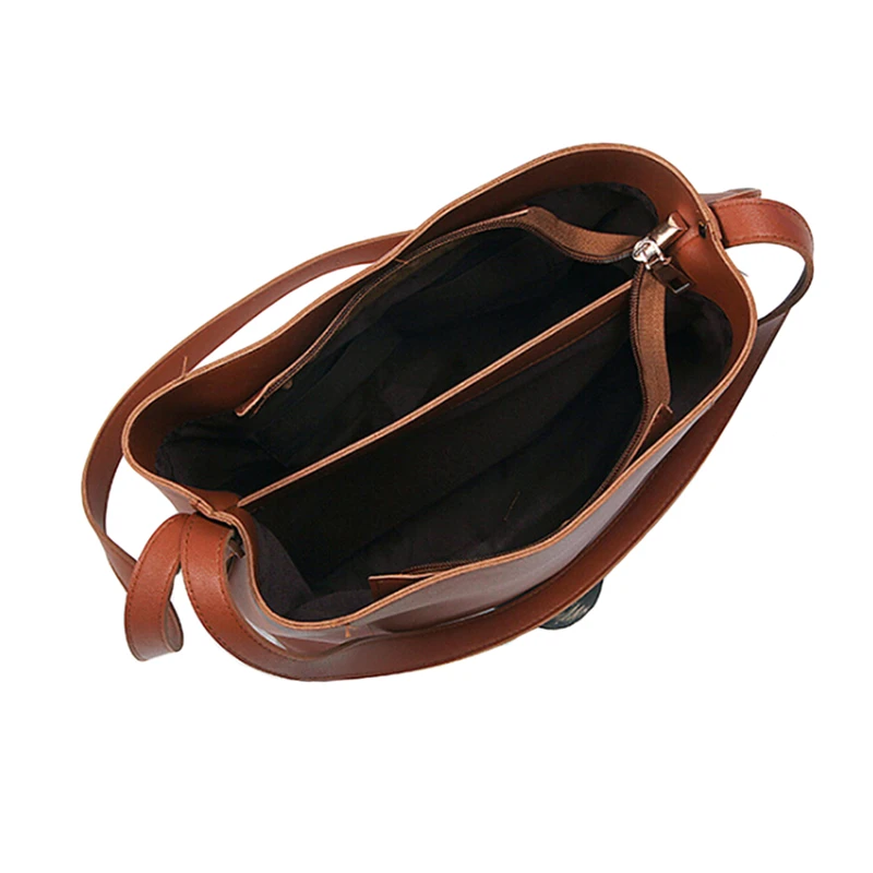 

Fashion Women Shoulder Messenger Handbag Korean Casual Solid PU Leather Diagonal Bucket Bag New Simple Literary Ladies Tote Bag