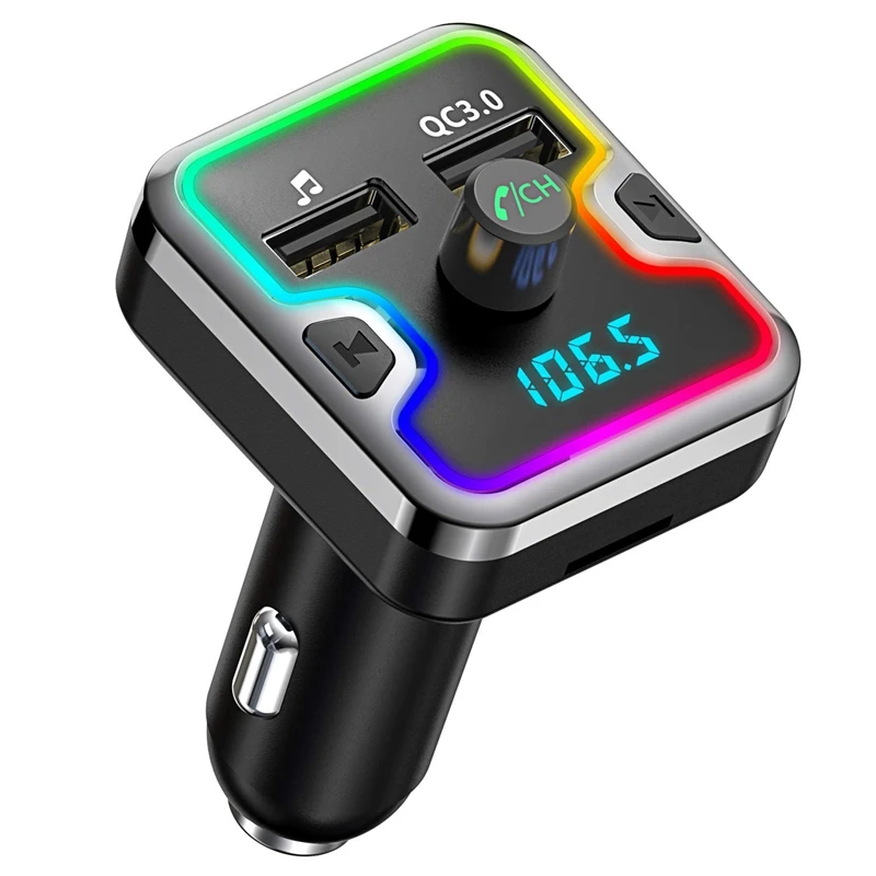 Автомобильный Bluetooth fm передатчик 7 цветов со светодиодной подсветкой