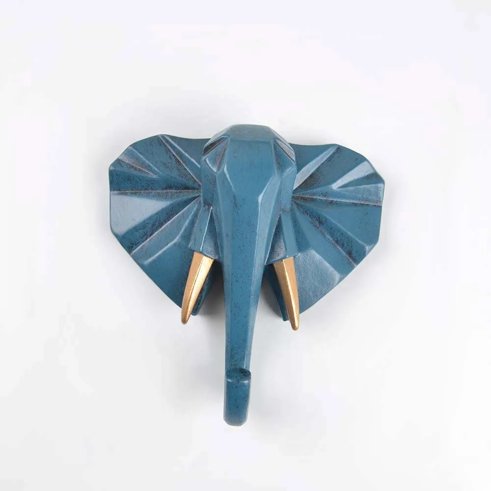 blue Elephant 1 шт., олень, слон, единорог, носорог, голова животного, полимерный крючок, витрина для одежды, крючок для стоек, пальто, вешалка, кепка, декор комнаты, шоу, настенная сумка - Цвет: blue Elephant