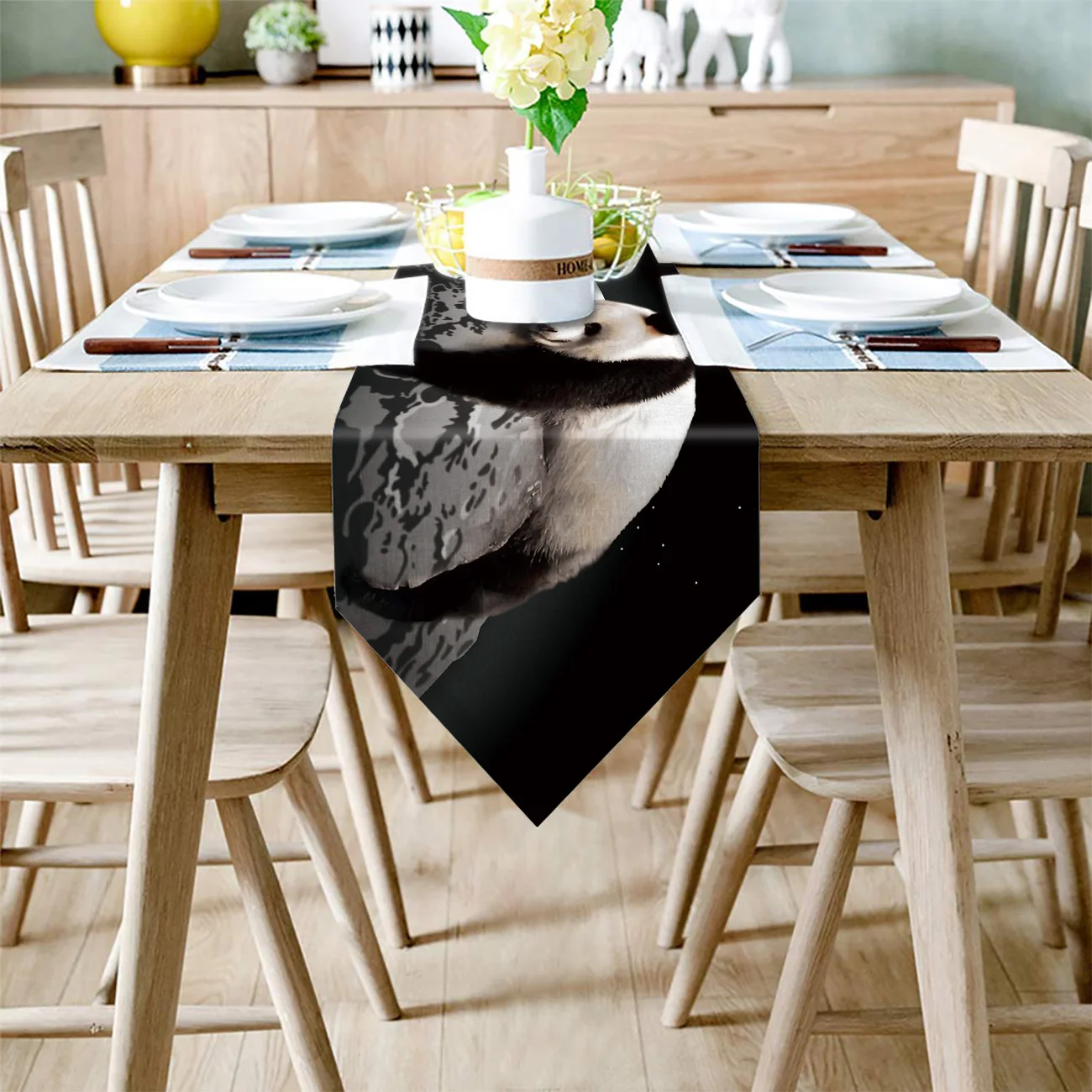 Moon Night Sky Panda Table Runner Flag Home Party Decorative Tablecloth Runners | Дом и сад