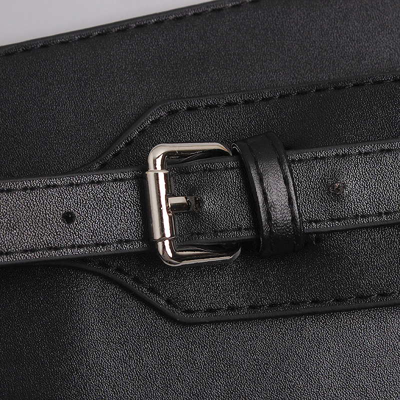 Black Removable Mini-bag Pu Leather Long Belt Wide Belt Personality Women New Fashion Tide All-match Spring Autumn 2021