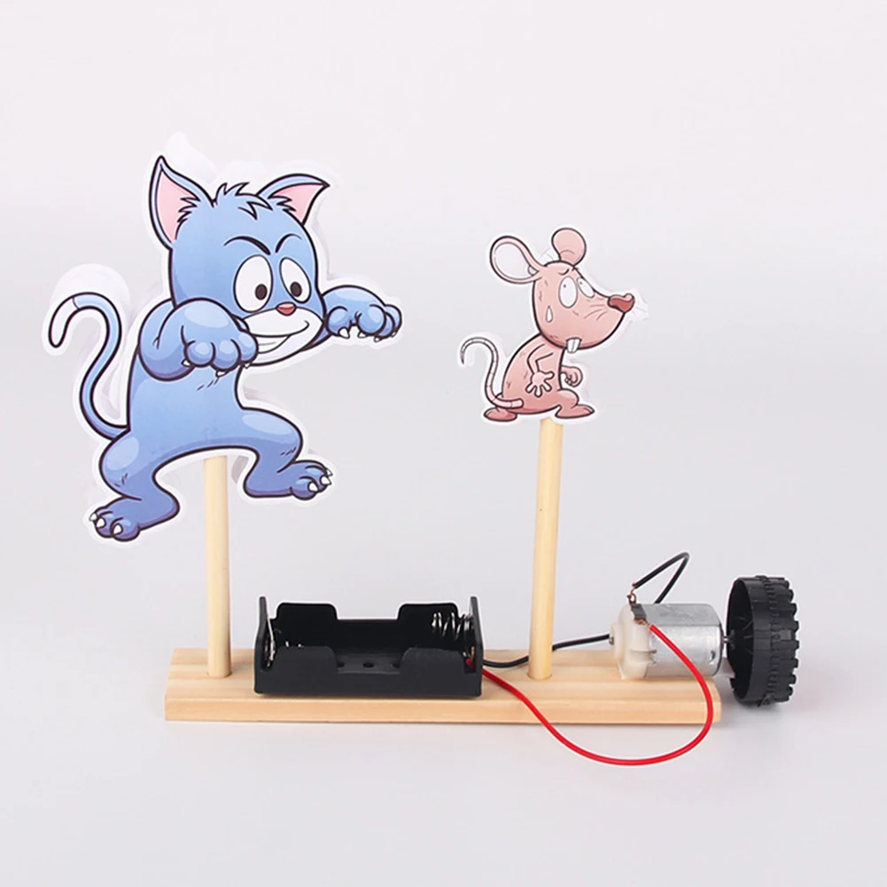 

Classic Educational Assemble Toys Cat Chasing Mouse DIY Assembled Model Kits Kids Technology Science Experiment