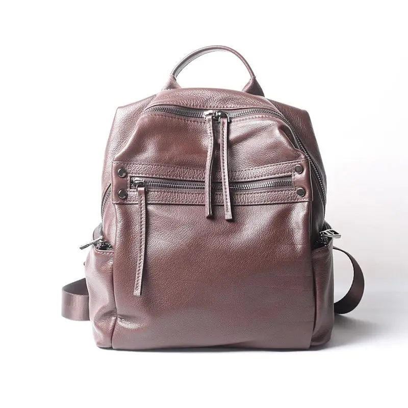 

High Quality Genuine Leather Shoulder Bag Women Backpack 2021 New Vintage Large Capacity Soft Cowhide Travel Backpack