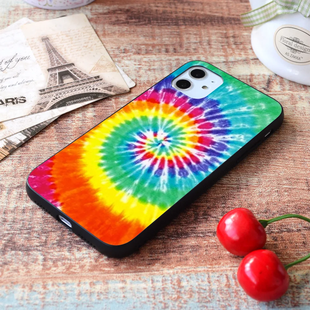 

For iPhone Tie-Dye Classic Soft TPU Border Apple iPhone Case