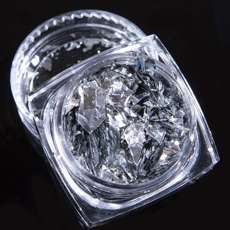 6 шт./компл. голографические Блестки для ногтей порошок хлопья золотые серебряные