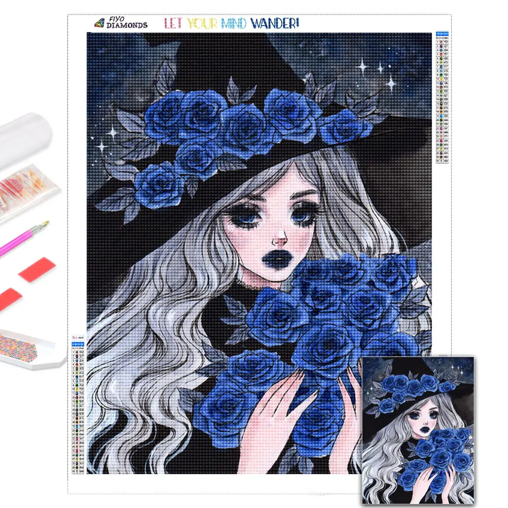 Алмазная живопись сделай сам вышивка в виде ведьмы на Хэллоуин девушки мозаичная