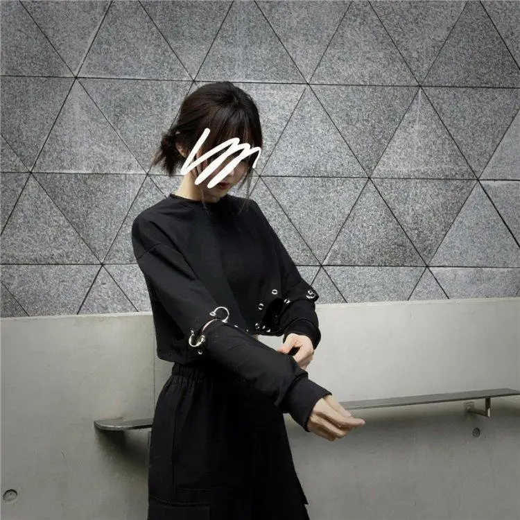 

Women T-Shirt Long Sleeve Crop Top Women T-Shirts Harajuku Korean Solid Sexy Clothes O neck Basic Shirt T-Shirts Femme