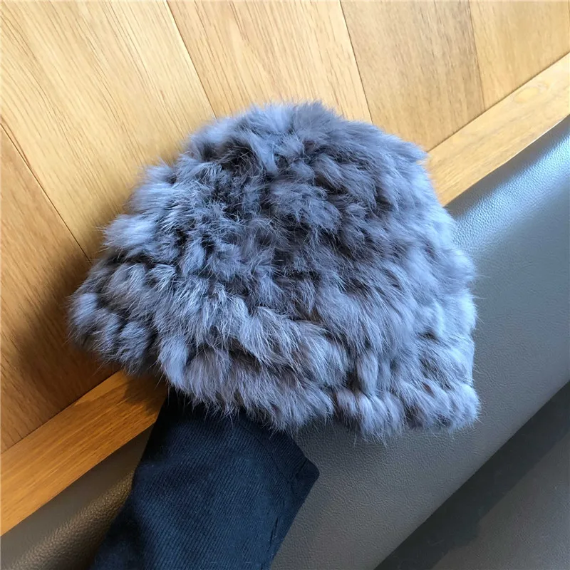 

2021 New Thickened Warm Real Rabbit Fur Plush Hat Women's Winter Cold Proof Plush Hat