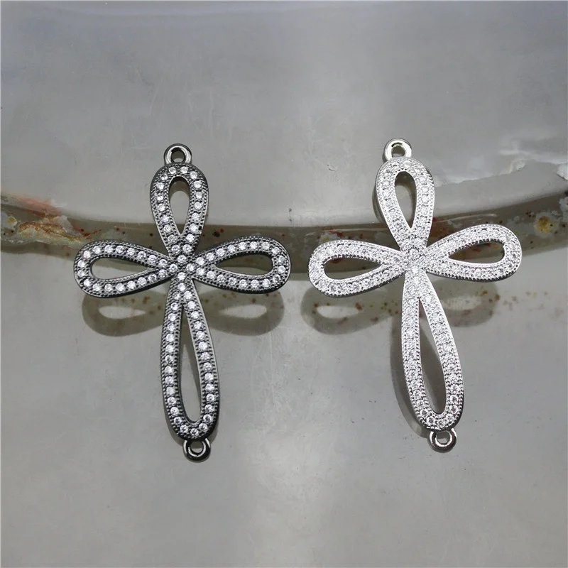 31*23mm 20pcs/lot Cubic zirconia micro pave charm connector fashion cz necklace/bracelet jewelry component |