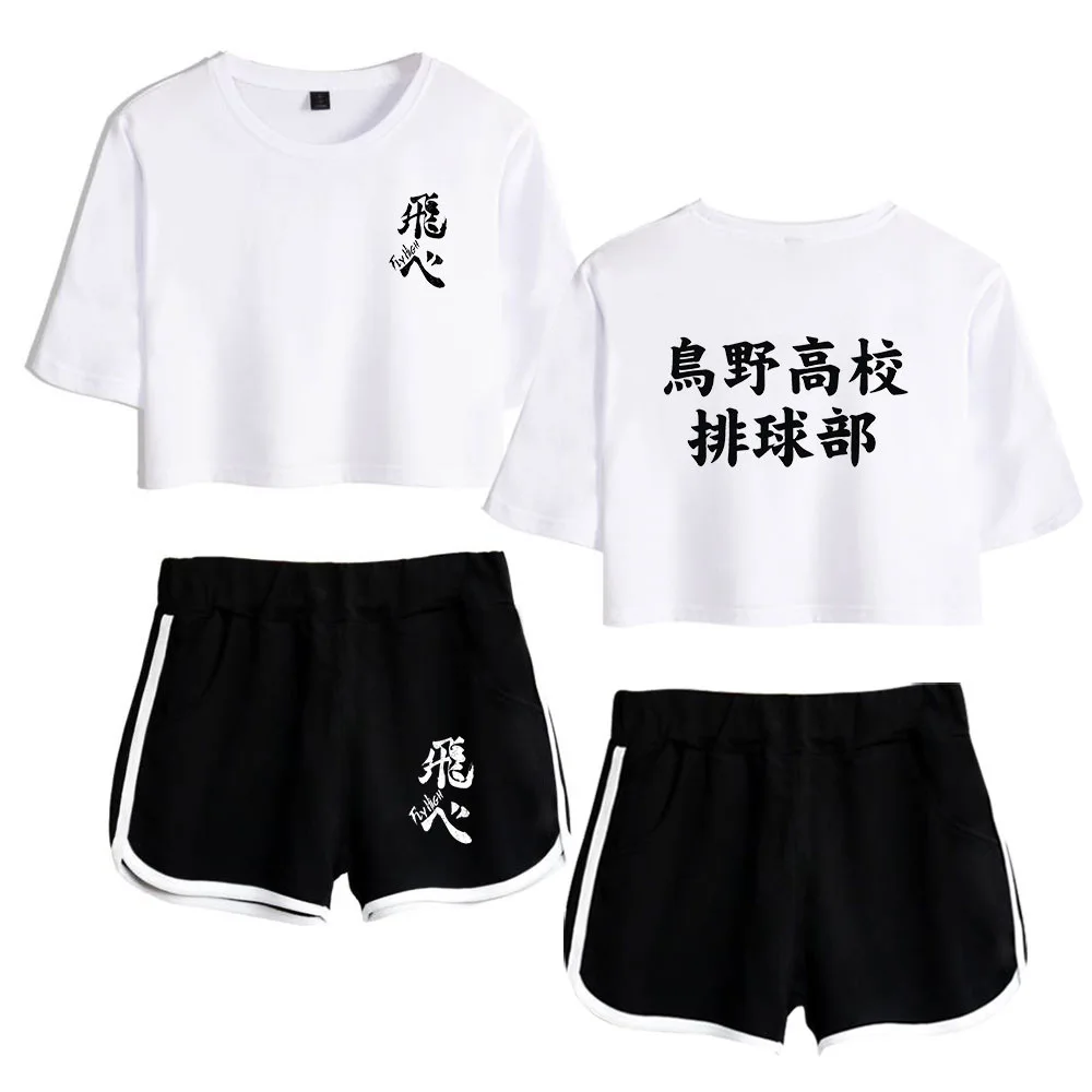 Haikyuu Karasuno Женский комплект из 2 предметов летний спортивный костюм двух короткий