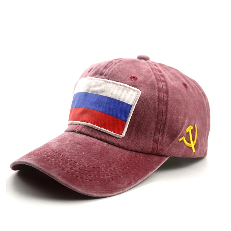 Бейсболка с вышивкой для мужчин и женщин хлопковая кепка российским флагом