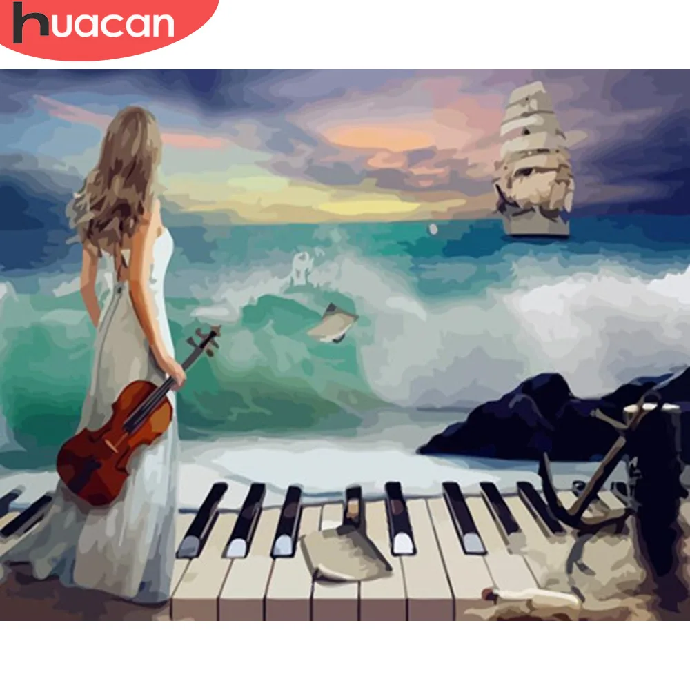 HUACAN картина по номерам девушки наборы Рисование холст ручная роспись