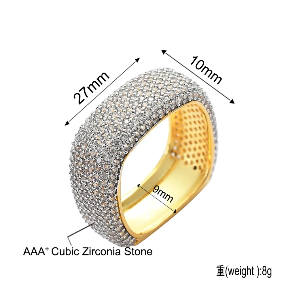 

1 New Fashion Charm Men's CZ Finger Band Ring Iced Out Cubic Zirconia Wedding Engagement Geometric Square Hip Hop ewelry Gifts