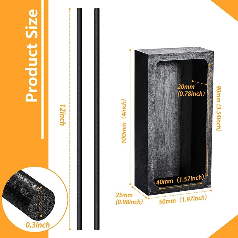 2 Pcs 1 Kg Graphite Casting Mold Crucible Mould And Stir Stick 12 X 5/16 Inch Long Stirring Rod | Инструменты