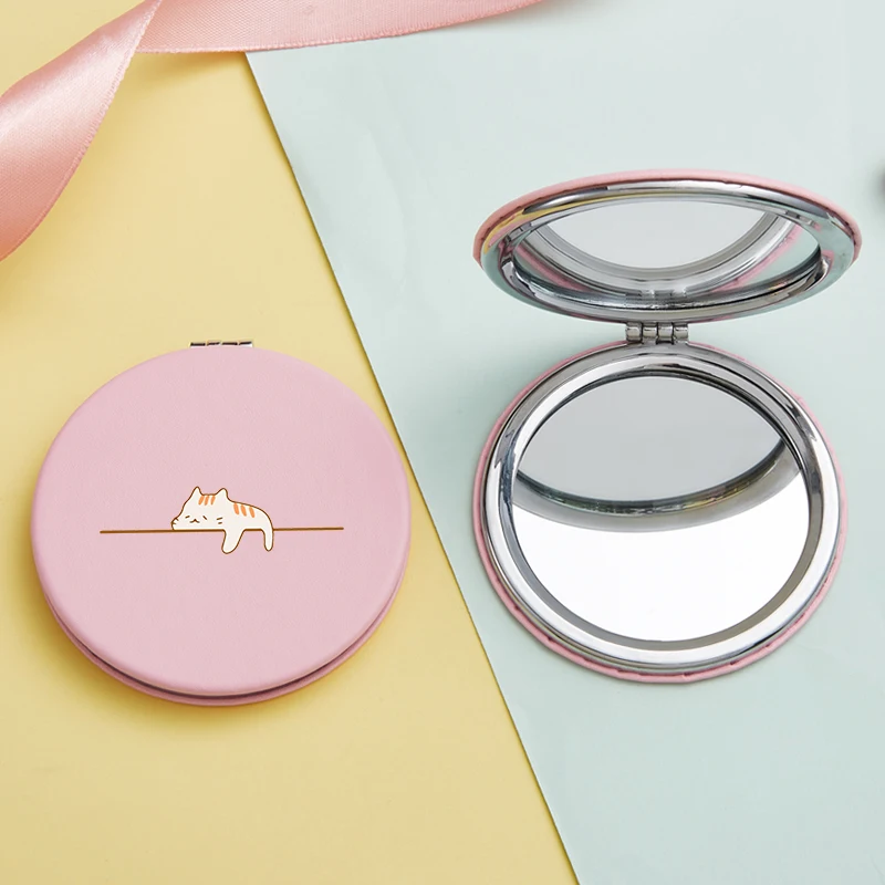Забавное зеркало для макияжа кошки собаки мини портативное модное двухстороннее