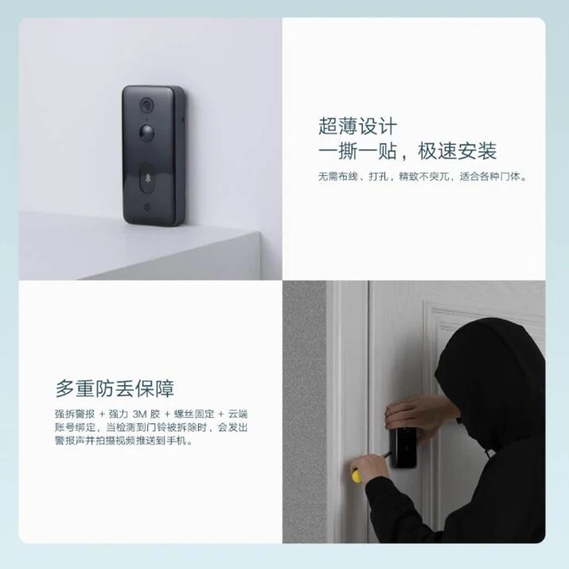 Умный дверной звонок XIAOMI MIJIA 1080P HD 2 инфракрасных звонка с ночным видением