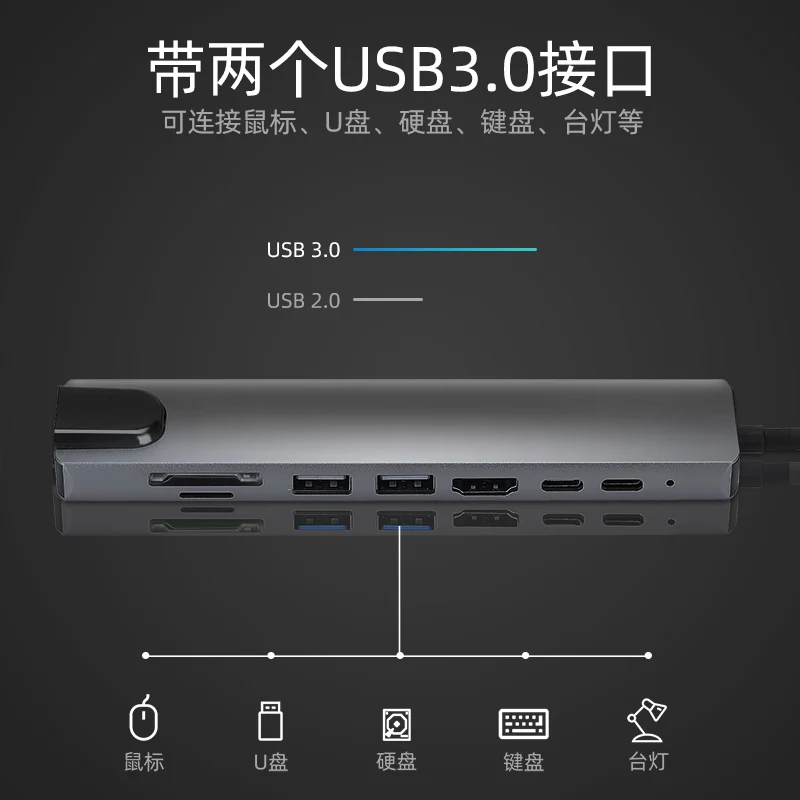 док станция 8 в 1 usb type c на multi usb 30 hub hdmi адап