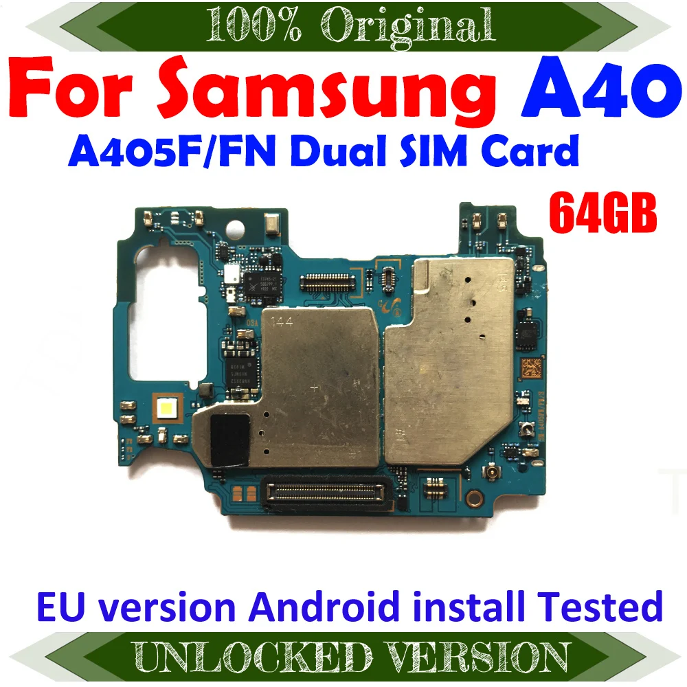 Разблокированная материнская плата для Samsung Galaxy A40 A405F/FN с полными ЧИПАМИ