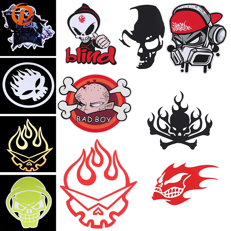 Posbay логотип с черепом значки автомобильные наклейки для мотоциклов автомобилей