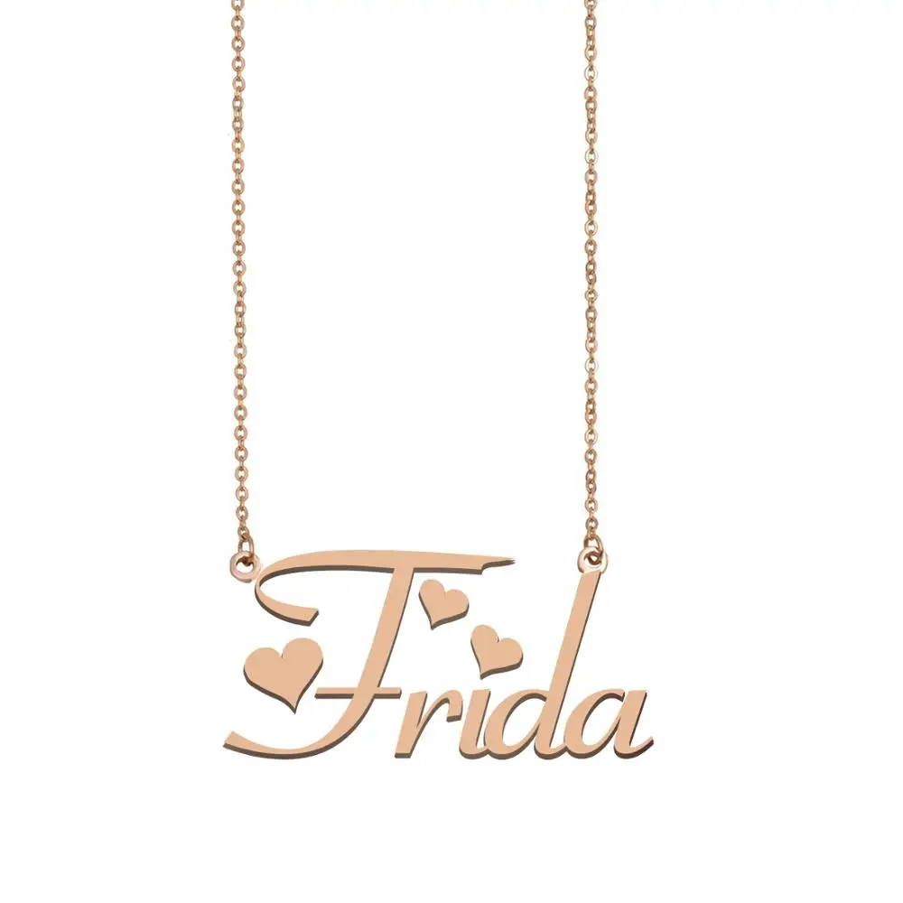 

Frida Name Necklace , Custom Nameplate Necklace for Women Girls Best Friends Birthday Wedding Christmas Mother Days Gift