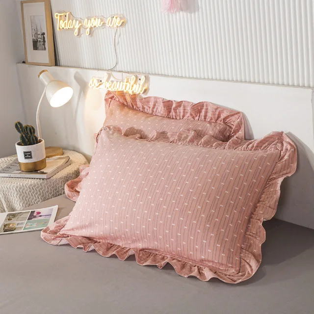 48x74 см Омывается подушка из хлопка с эффектом памяти Чехол Европейский рюшами