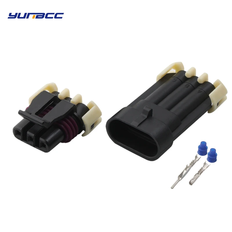

2 Sets 3 pin harness jacket waterproof wire connector female male cable connector terminal Plug sockets Fuse box 12059595