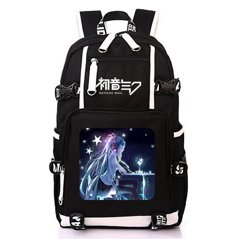 Style-24 Модная Аниме Хацунэ Мику Vocaloid Студенческая сумка для отдыха и путешествий с usb зарядным портом школьные сумки для подростков мальчиков и девочек - Цвет: Style-24