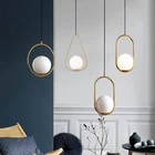 Скандинавская люстра, Минималистичная художественная Светодиодная лампа в виде подвесного стеклянного шара, для гостиной, спальни, ресторана, бара, обеденной лампы